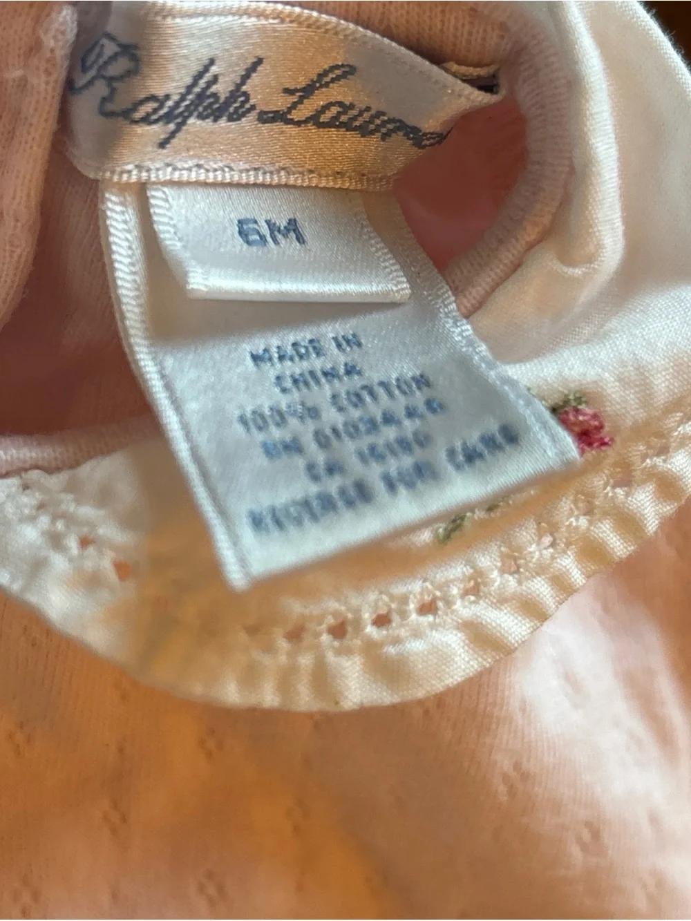 Ralph Lauren Pink Baby Dress with Embroidered Collar